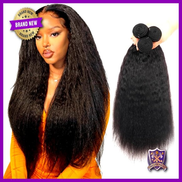 Kinky Straight Human Hair Extensions 3 Bundles 18-22 Inch Brazilian Virgin Remy main image 5